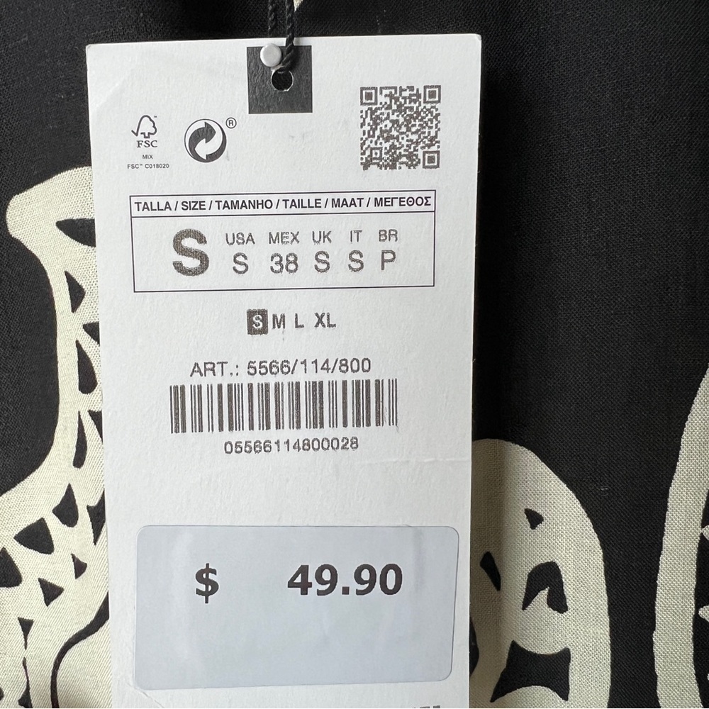 NWT ZARA PAISLEY PRINT SHIRT BLACK | 5566/114 - Picture 14 of 16